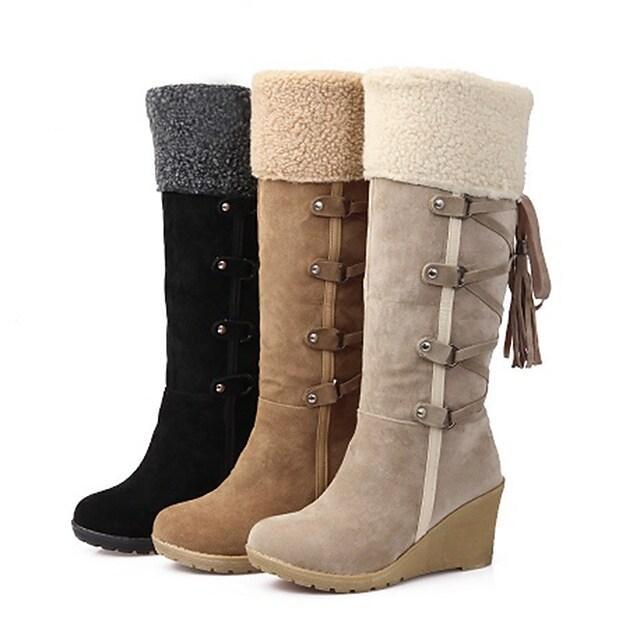 GR - Stylish women's high snow boots with lace-up design