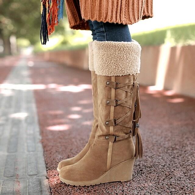GR - Stylish women's high snow boots with lace-up design