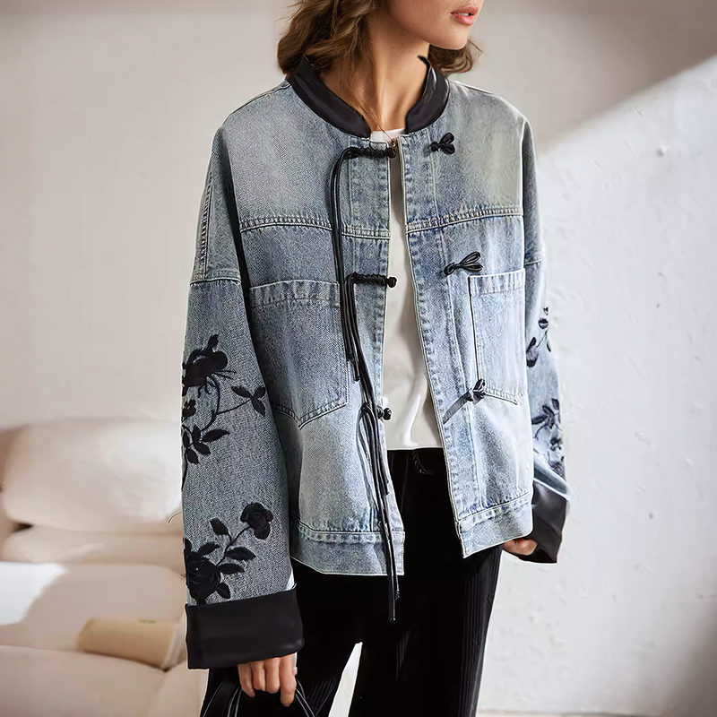 GR | Vintage floral denim jacket
