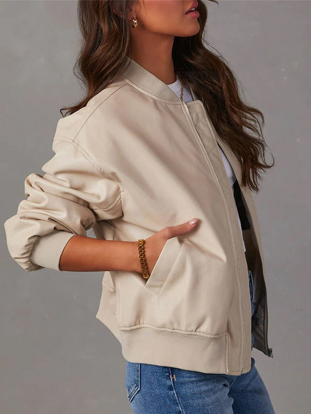 GR | Loose leather jacket for women