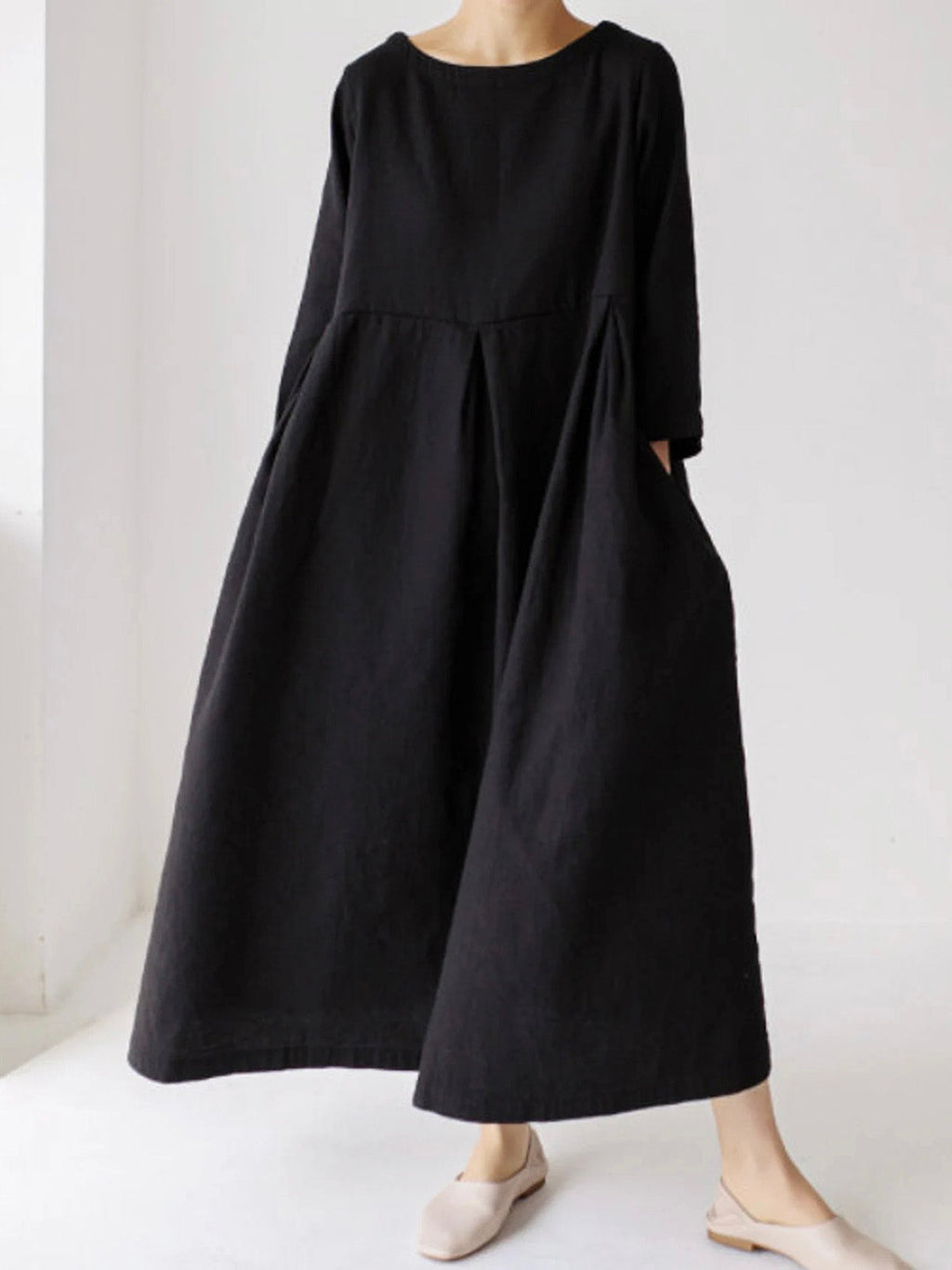 GR | Loose linen dress with side pockets