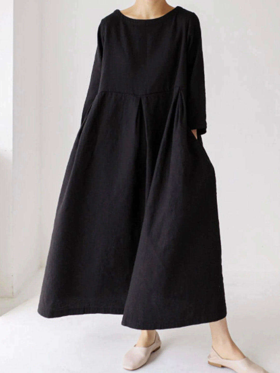 GR | Loose linen dress with side pockets
