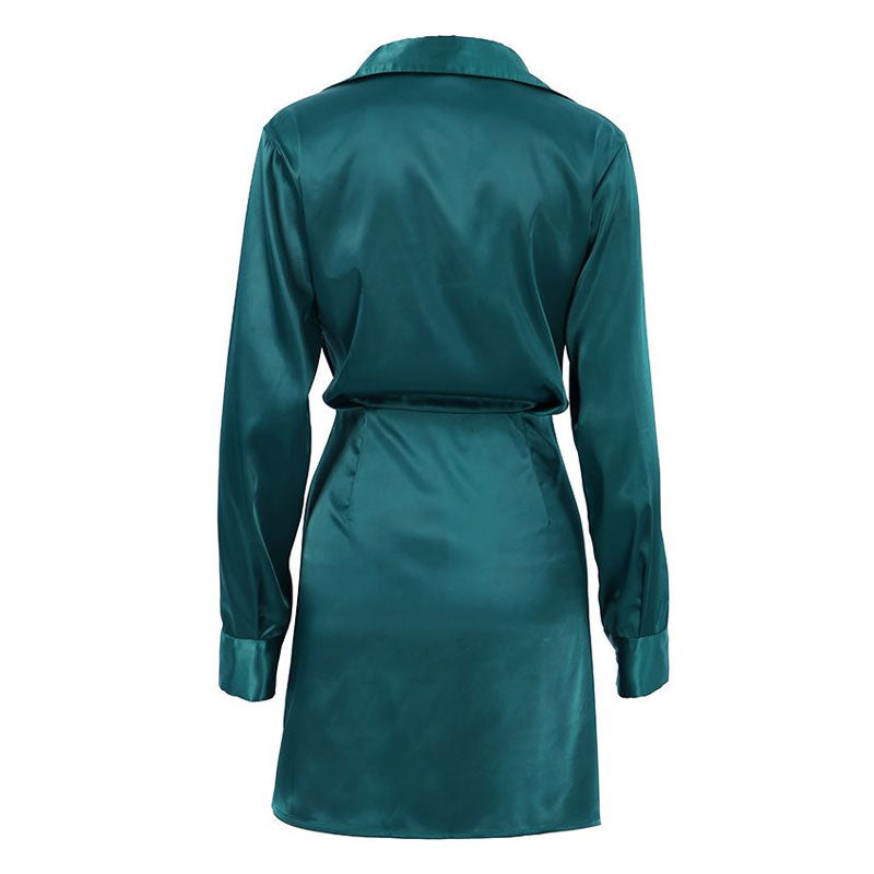 GR | Satin-Minikleid mit V-Ausschnitt und Raffung