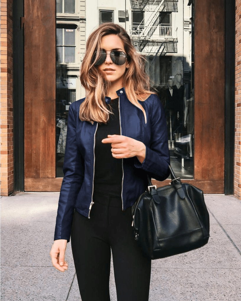 GR | Women's Slim Fit Leather Jacket, Perfect for Autumn, Trendy & Casual