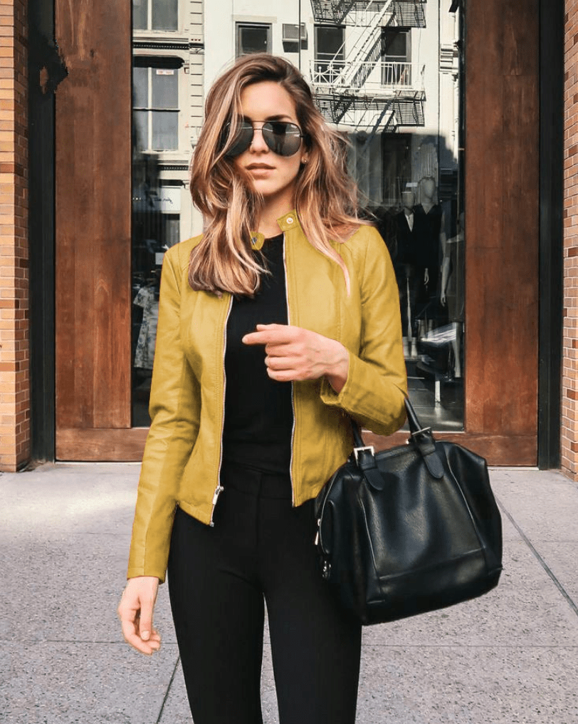 GR | Women's Slim Fit Leather Jacket, Perfect for Autumn, Trendy & Casual