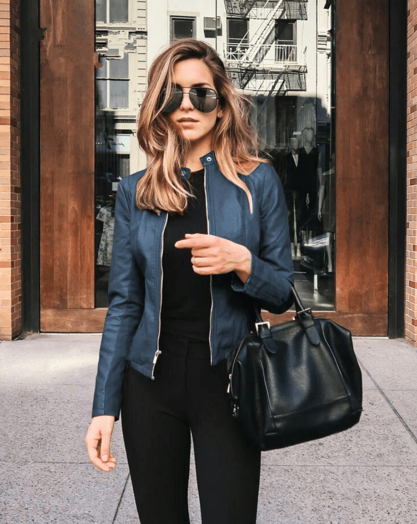 GR | Women's Slim Fit Leather Jacket, Perfect for Autumn, Trendy & Casual