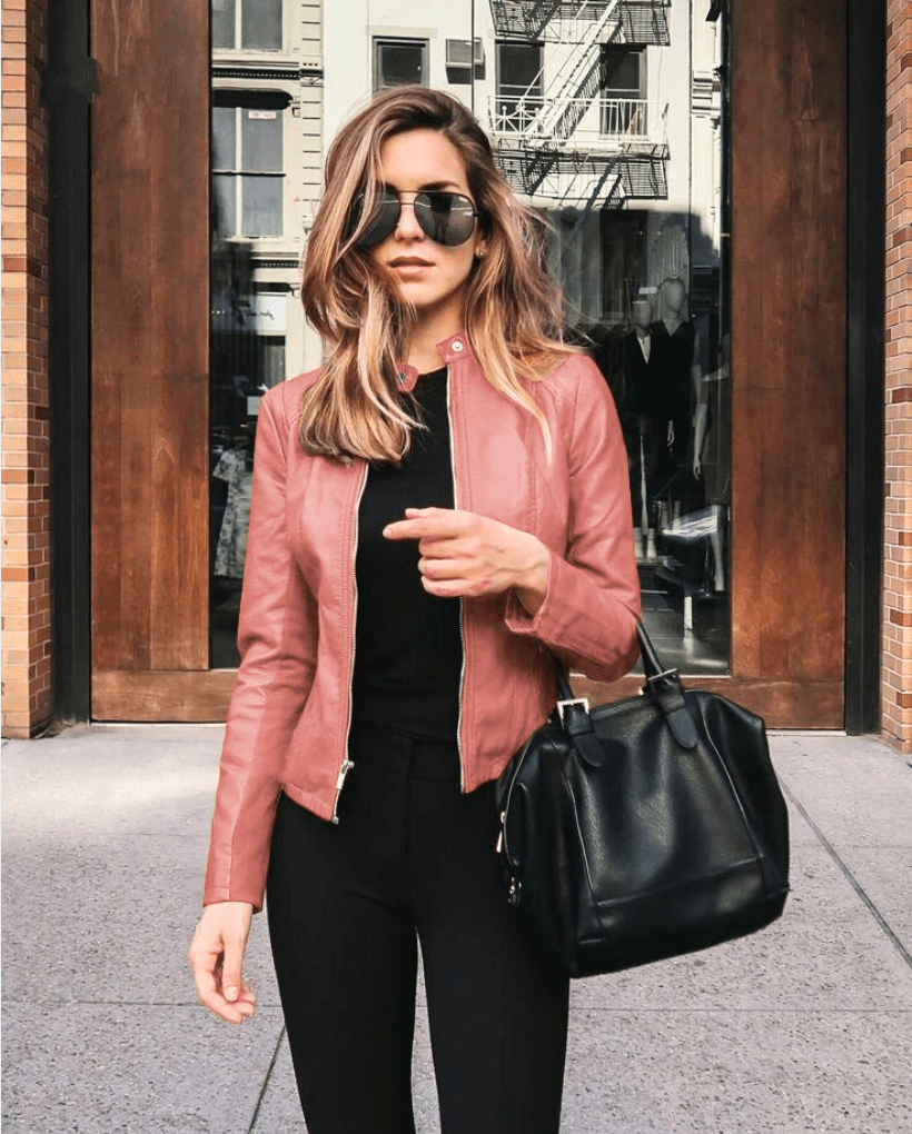 GR | Women's Slim Fit Leather Jacket, Perfect for Autumn, Trendy & Casual