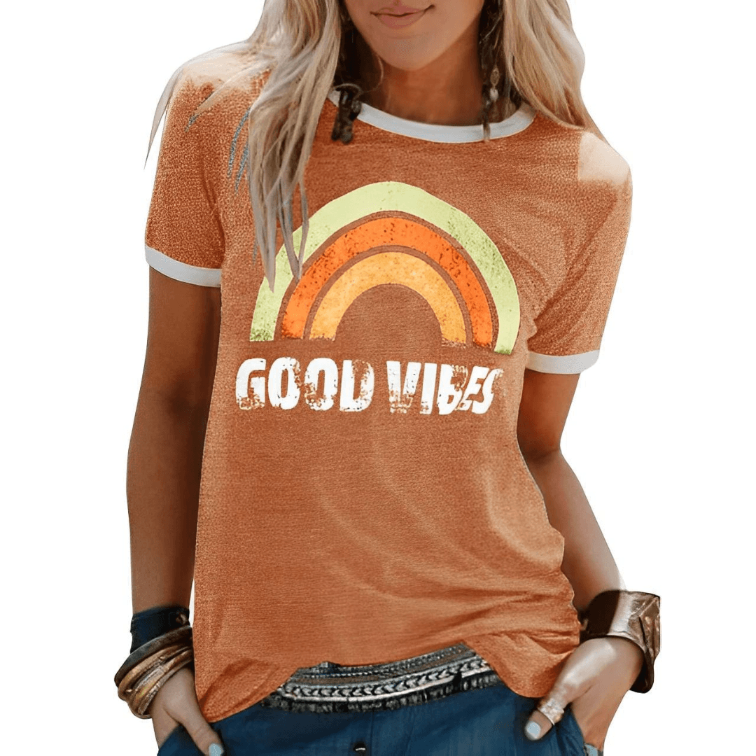 GR | Retro Good Vibes Graphic T-Shirt for Women