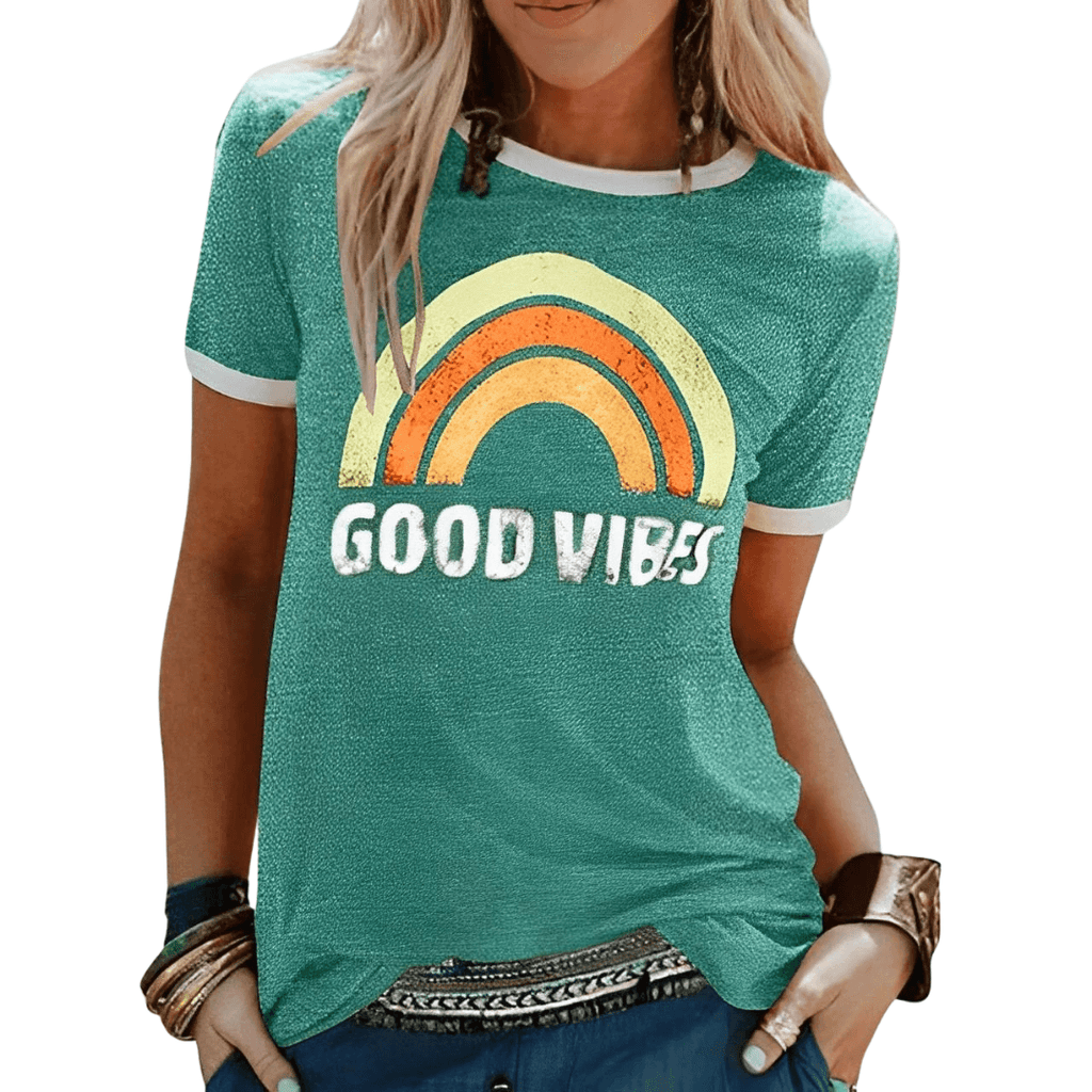 GR | Retro Good Vibes Graphic T-Shirt for Women