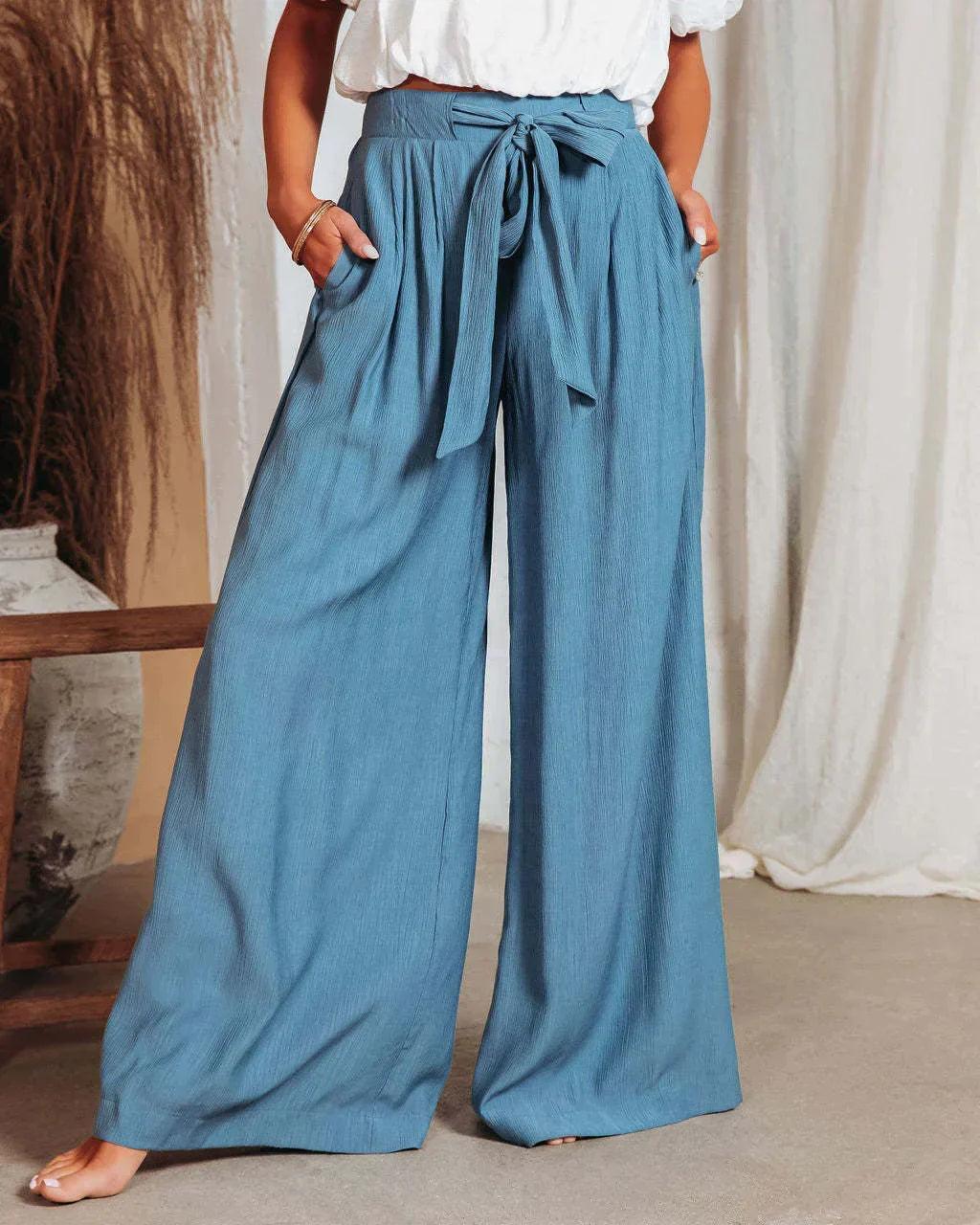 GR | Luftige Leinenhose Mit Weitem Schnitt Für Frauen