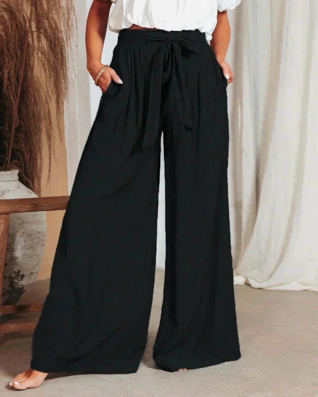 GR | Luftige Leinenhose Mit Weitem Schnitt Für Frauen