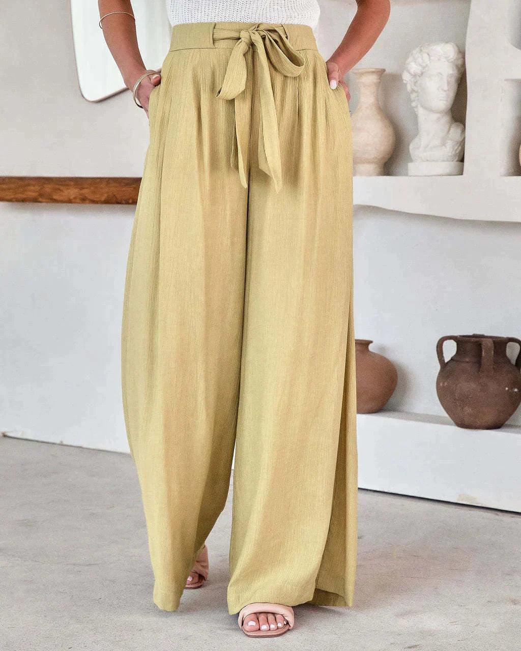 GR | Luftige Leinenhose Mit Weitem Schnitt Für Frauen