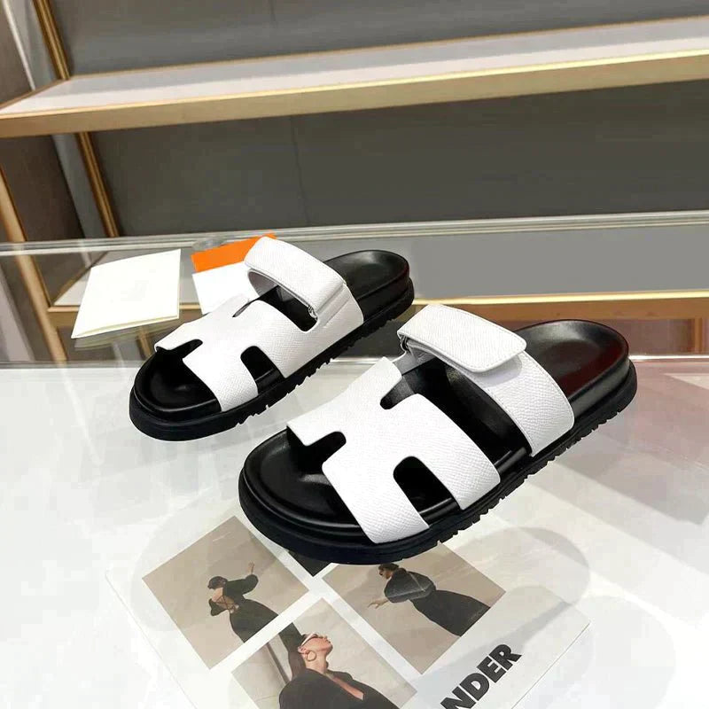 Verta™ - Comfortable Roman-style summer sandals with H-shape and Velcro closure