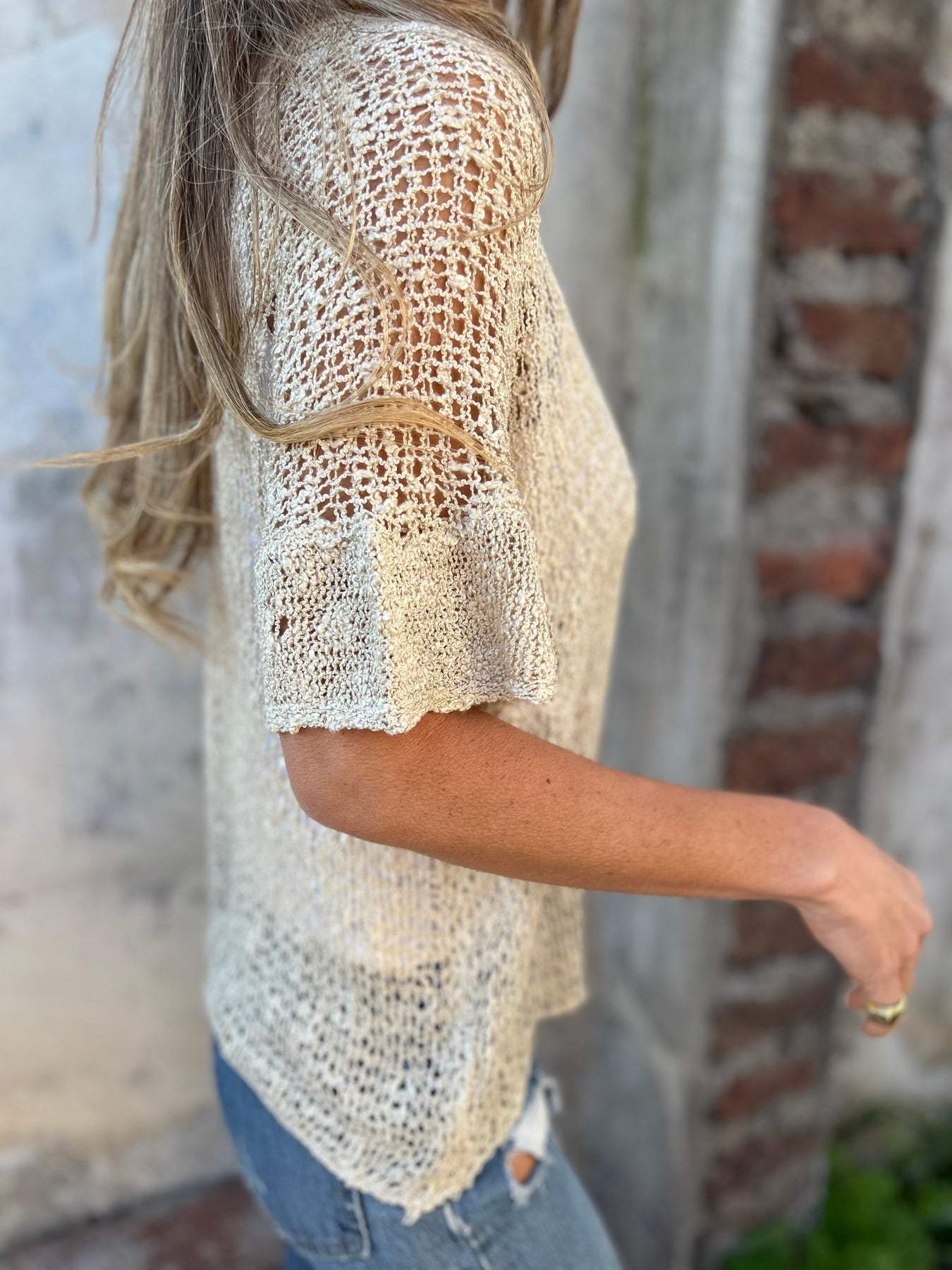 GR | Midsummer open-knit top with long sleeves for women