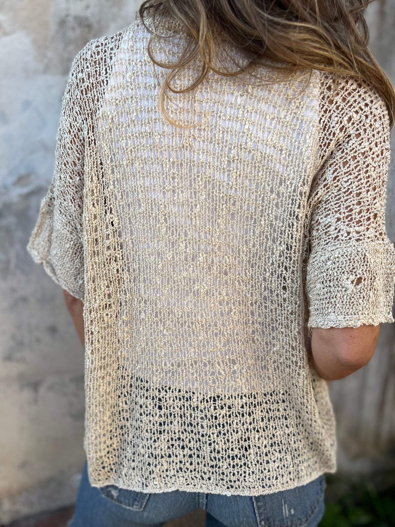 GR | Midsummer open-knit top with long sleeves for women