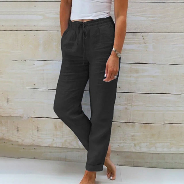 GR | Casual, straight-cut linen trousers