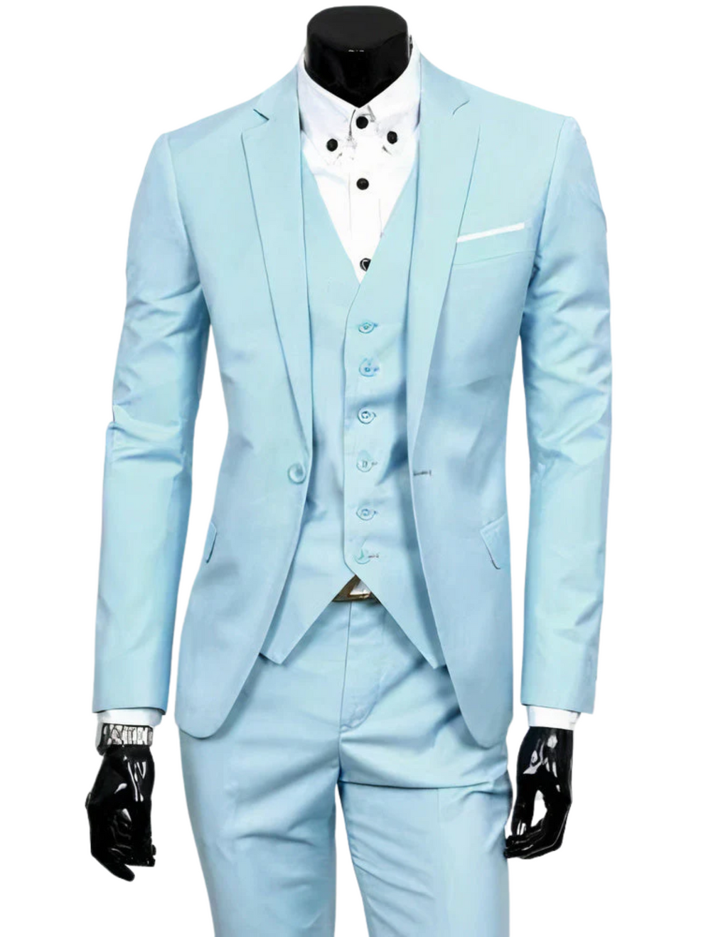 GR | 3-piece suit with lapel collar, blazer, sleeveless vest and slim trousers