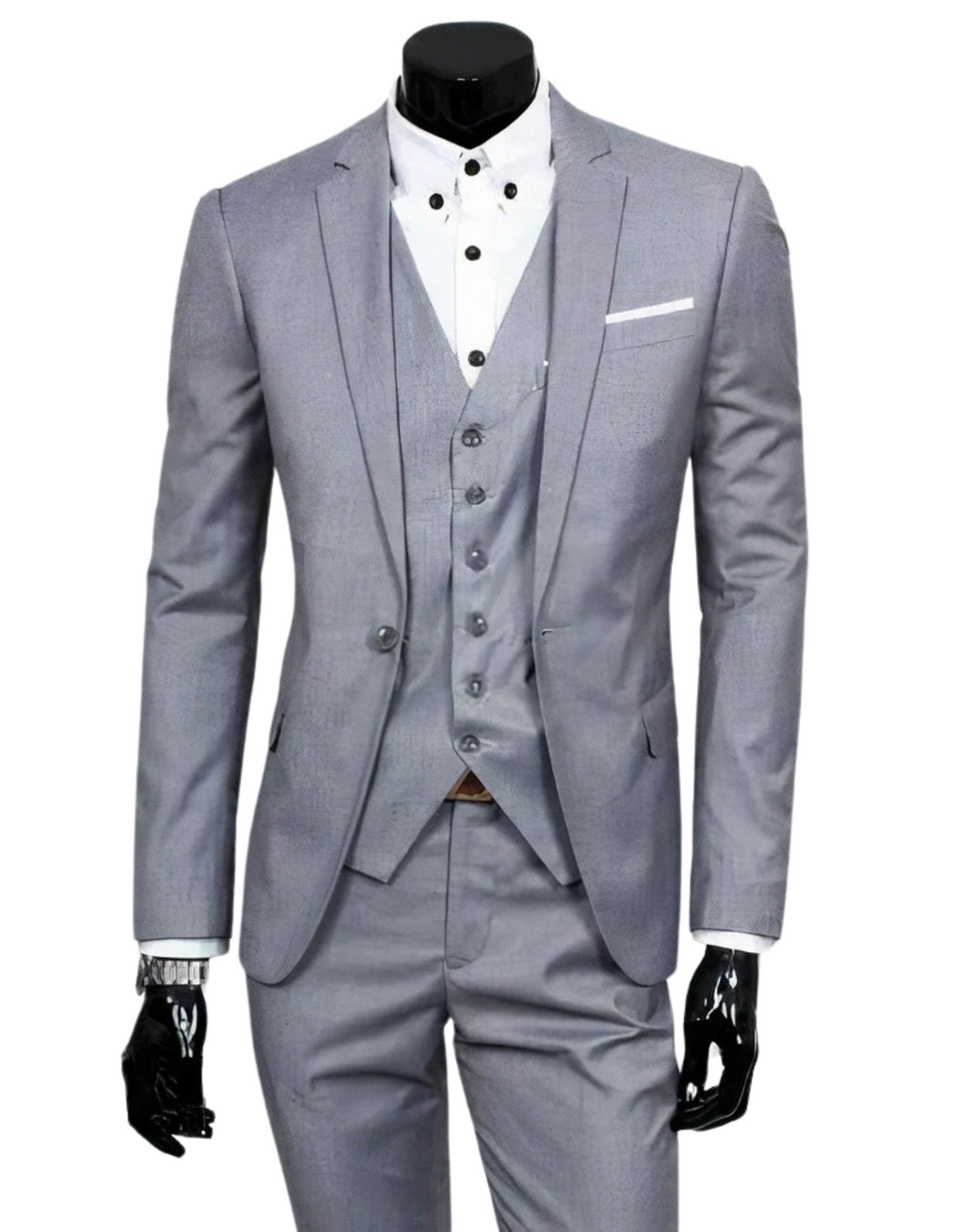 GR | 3-piece suit with lapel collar, blazer, sleeveless vest and slim trousers