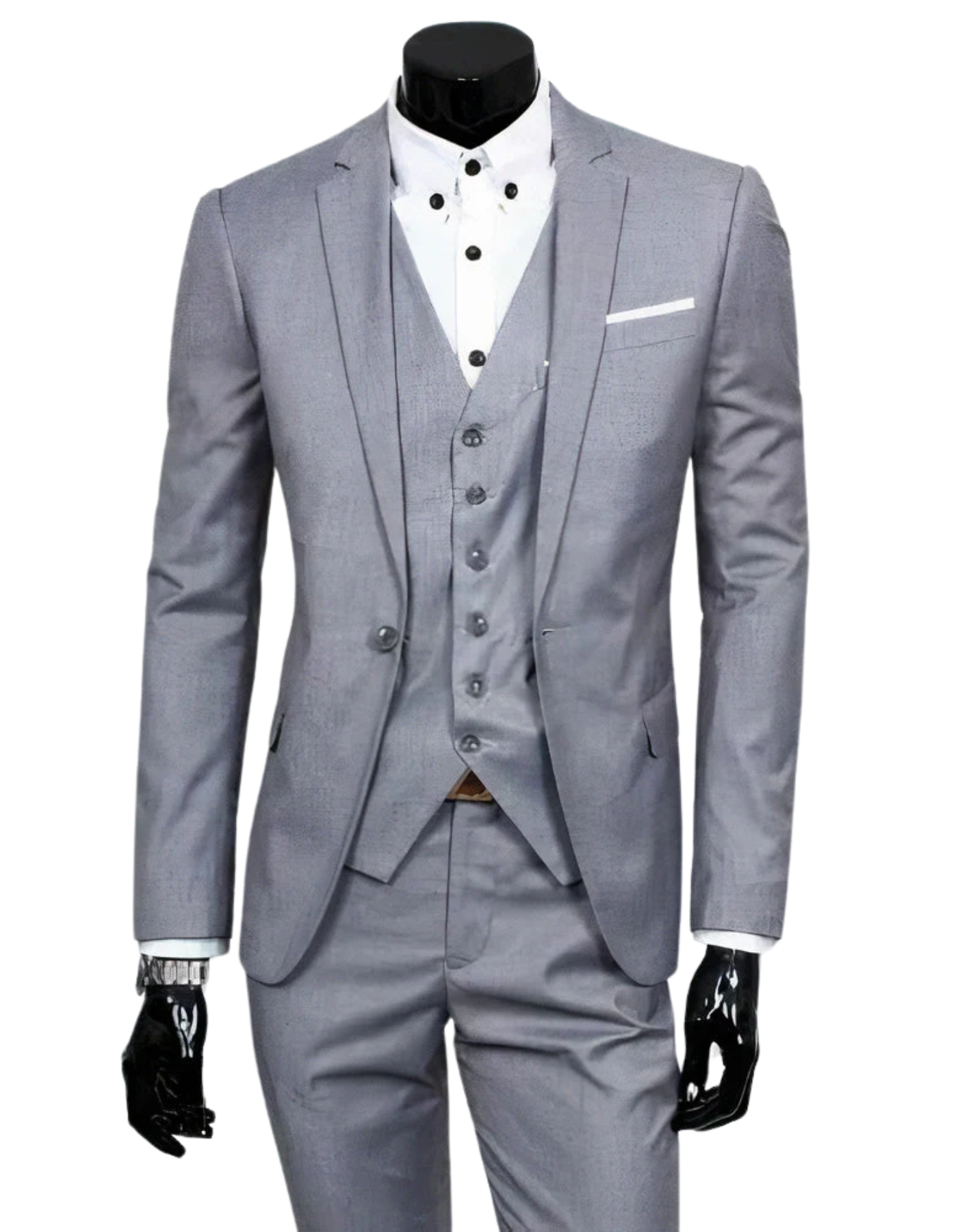 GR | 3-piece suit with lapel collar, blazer, sleeveless vest and slim trousers