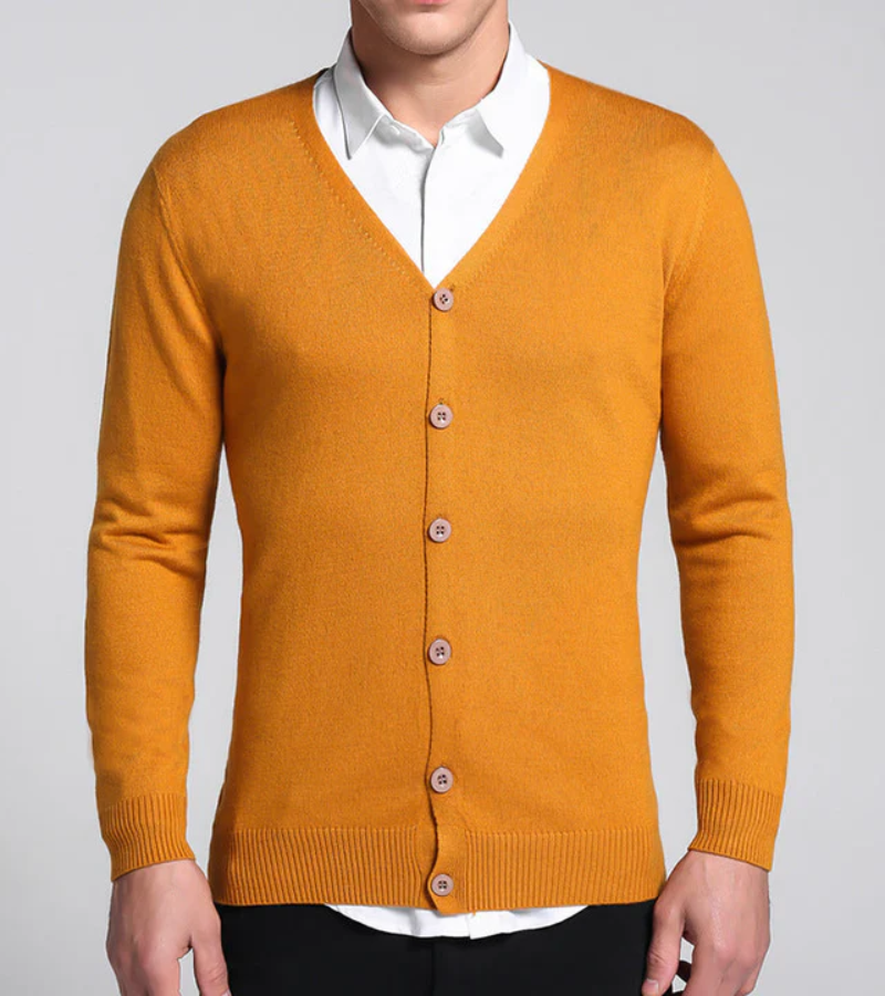 GR | Warme Langärmelige Schlanke Passform V-ausschnitt Strickjacke mit Knöpfen