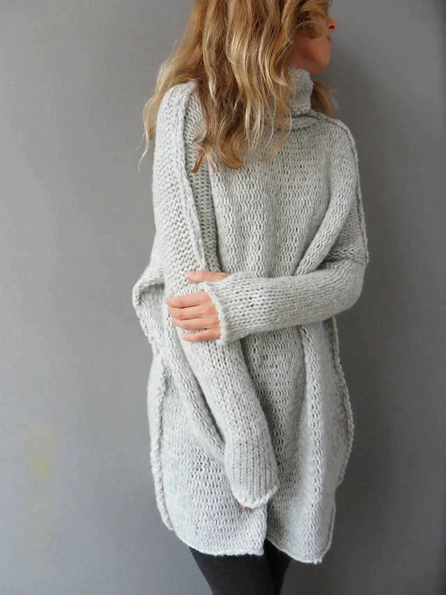 GR - Grauer übergroßer Pullover mit Rollkragen
