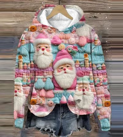 GR | Vintage Santa Kapuzenpullover Mit Print