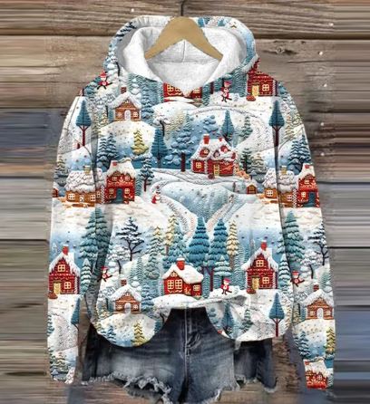 GR | Vintage Santa Kapuzenpullover Mit Print
