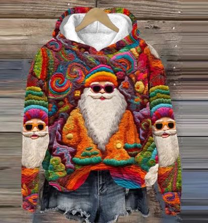 GR | Vintage Santa Kapuzenpullover Mit Print