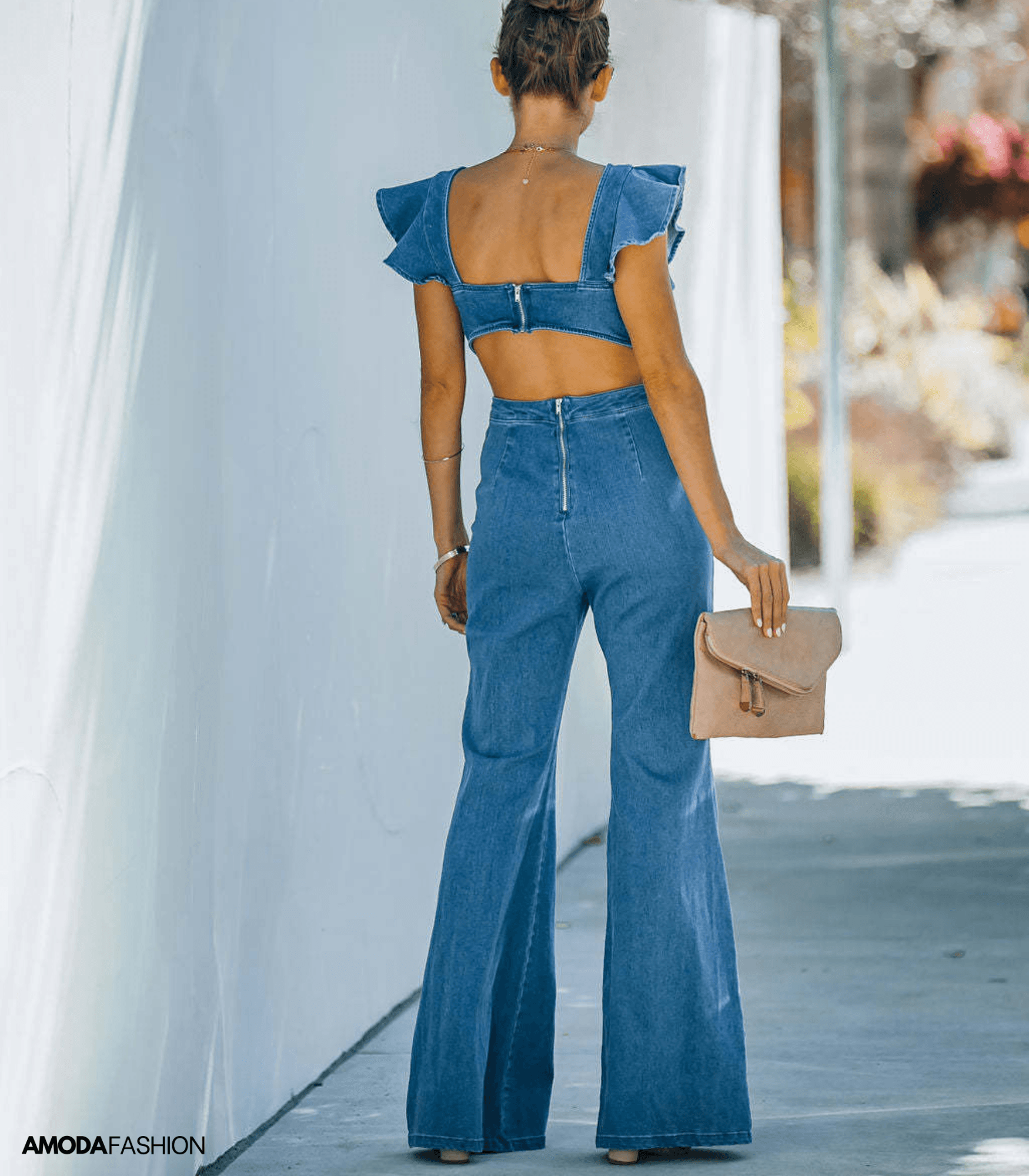 GR | High-quality denim jumpsuits with flared sleeves