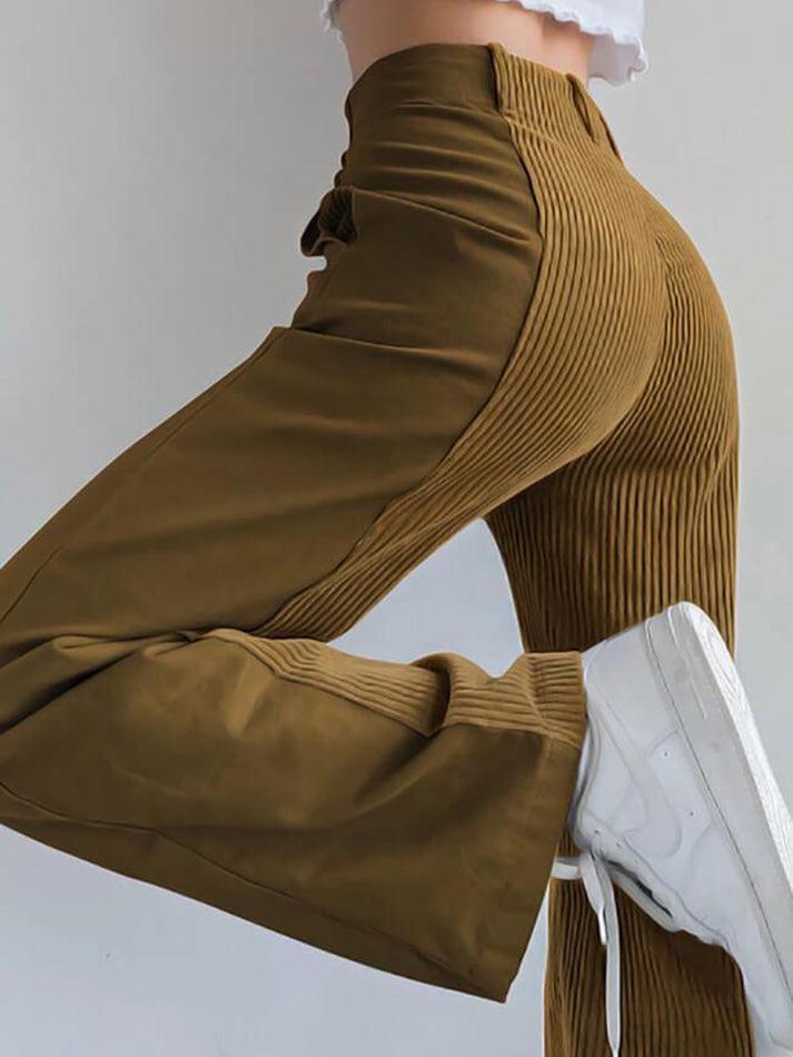 GR | High-waisted Y2k Corduroy Wide Leg Trousers