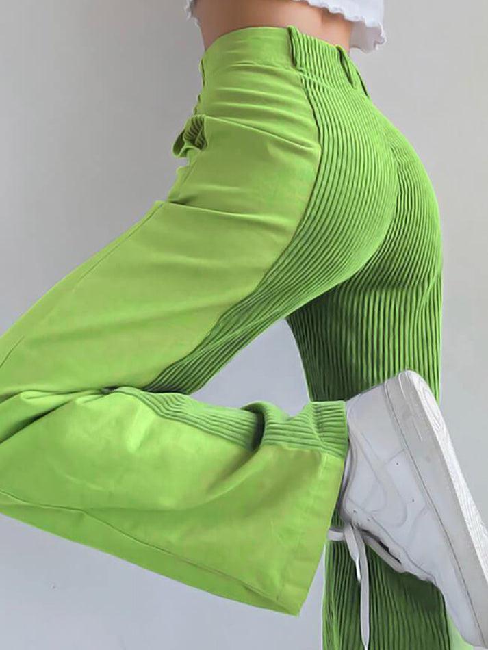 GR | High-waisted Y2k Corduroy Wide Leg Trousers