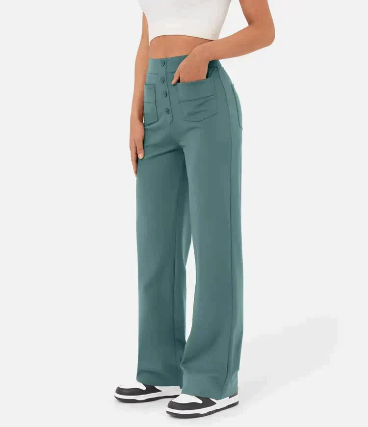 GR | Damen Elastische Freizeithosen mit hoher Taille