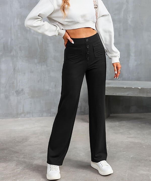 GR | Damen Elastische Freizeithosen mit hoher Taille