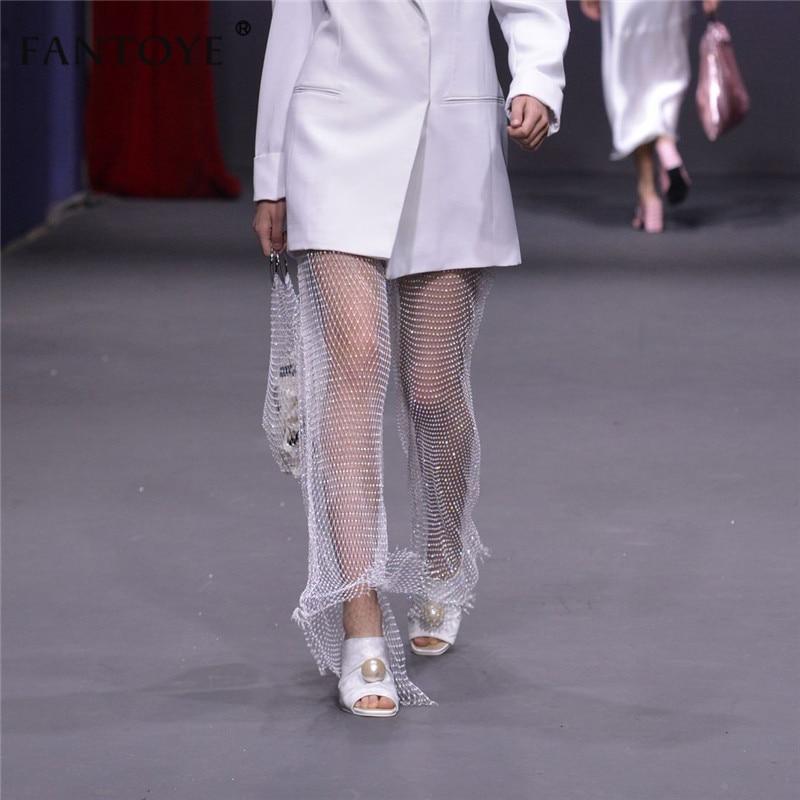 GR | Hollow Out Elastic Fishnet Pants