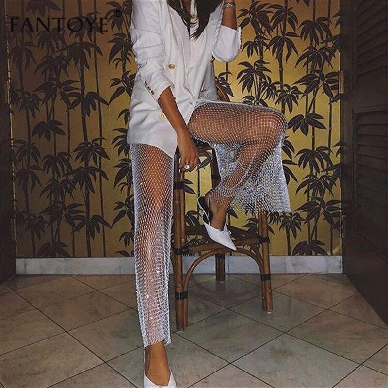 GR | Hollow Out Elastic Fishnet Pants