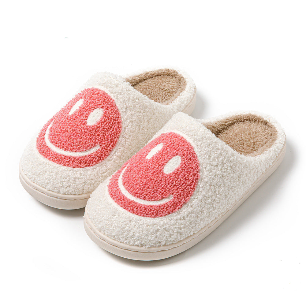 GR Large Smiley Pattern Fur Slippers