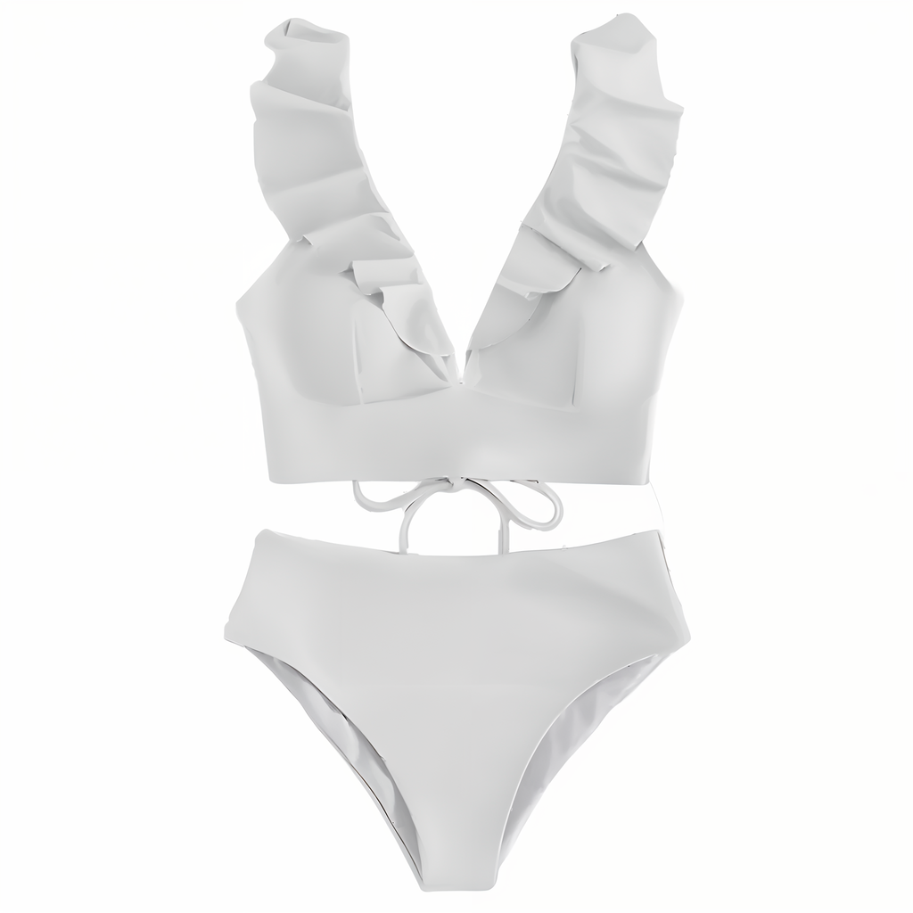 GR | Bikini set with ruffles and high waist 