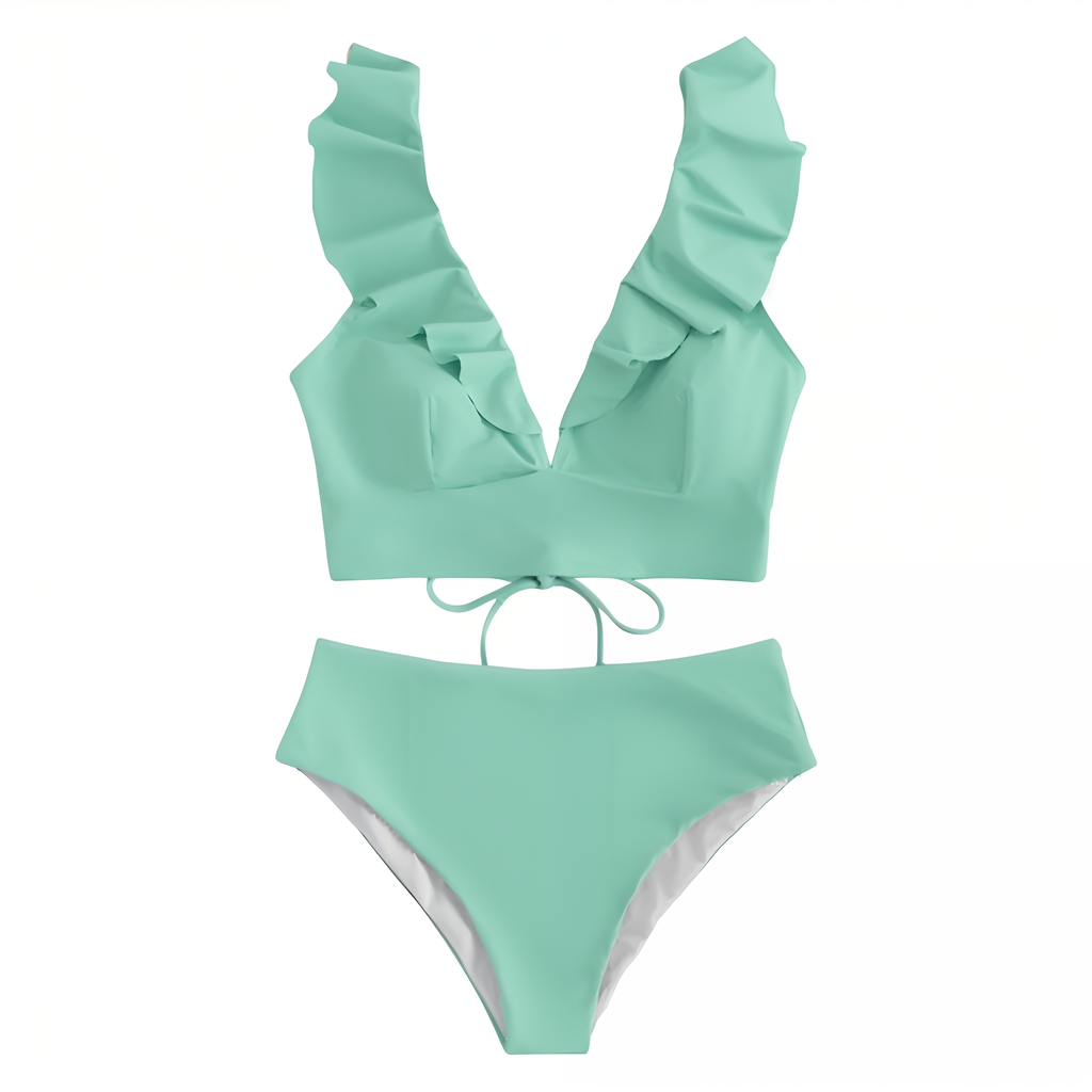 GR | Bikini set with ruffles and high waist 