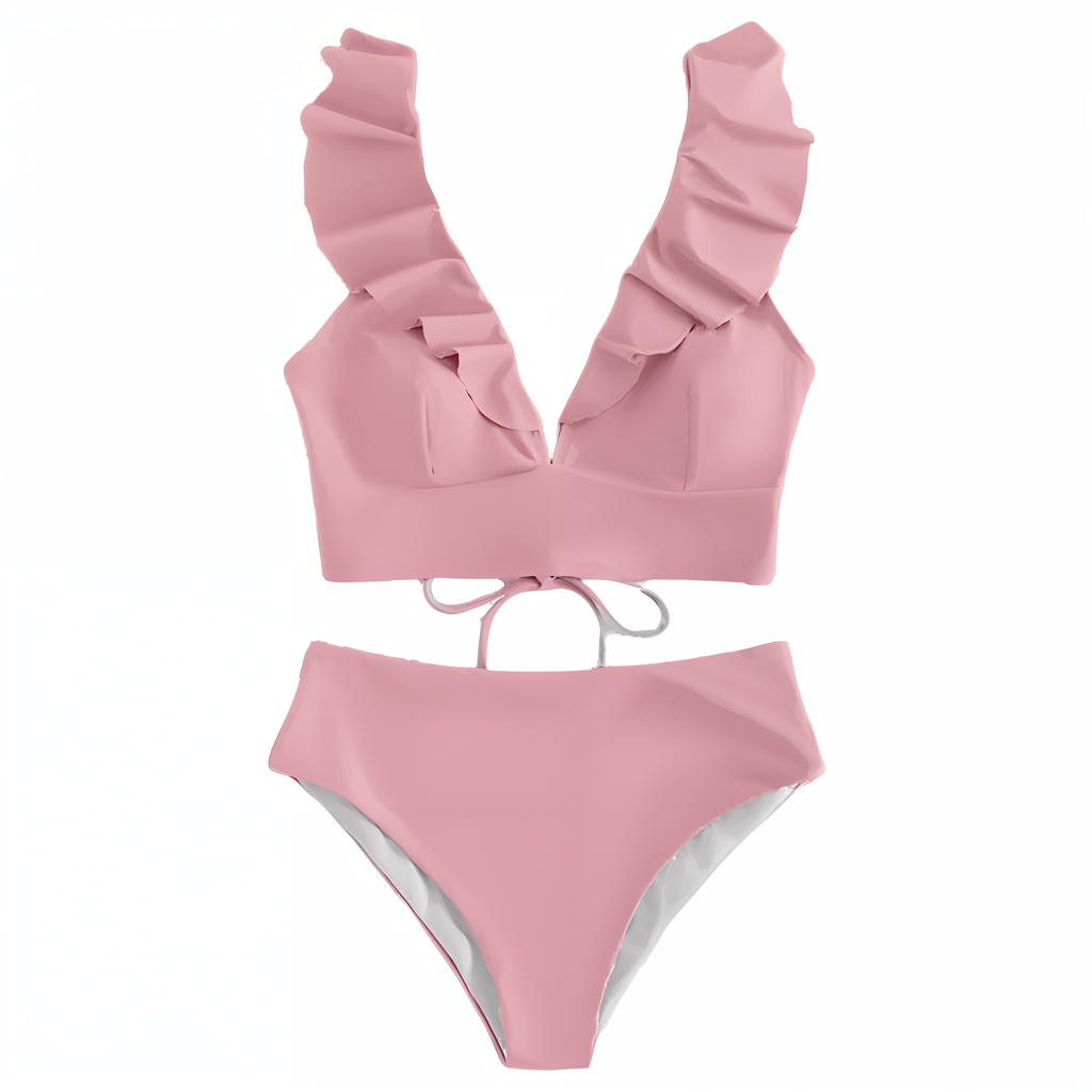 GR | Bikini set with ruffles and high waist 