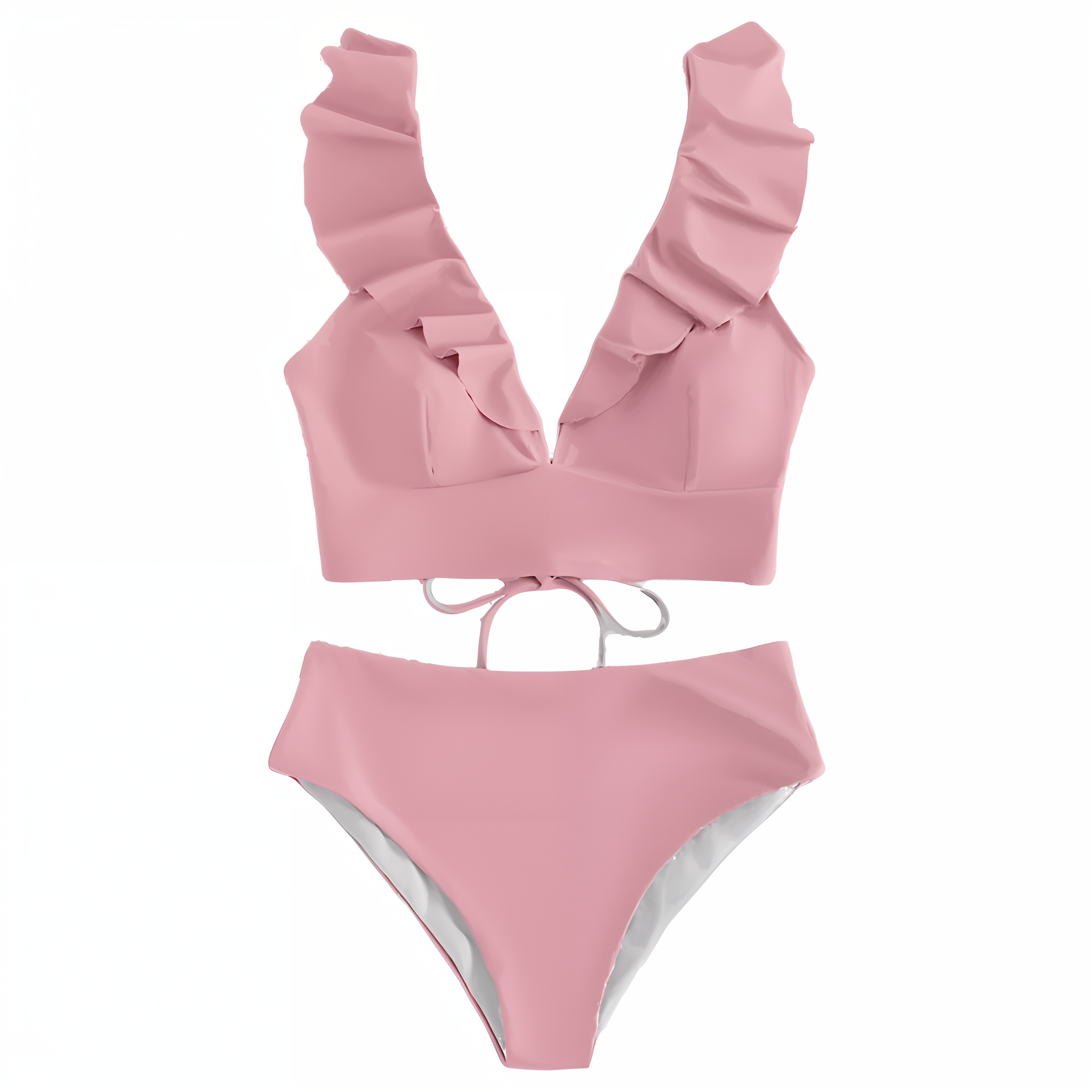 GR | Bikini set with ruffles and high waist 