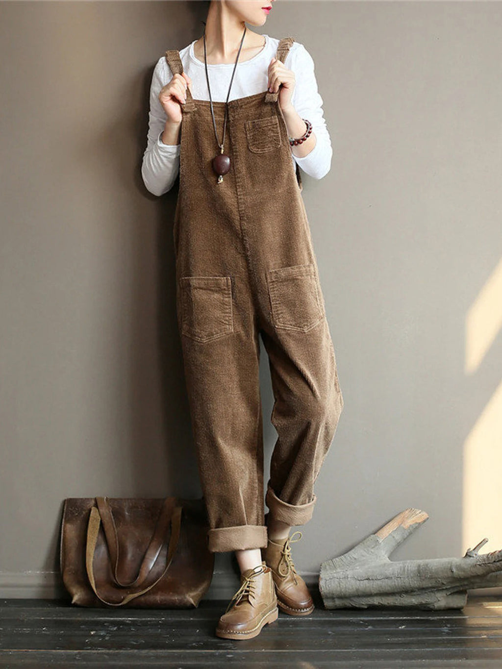 GR | VELVET OVERALL WITH WIDE LEG 
