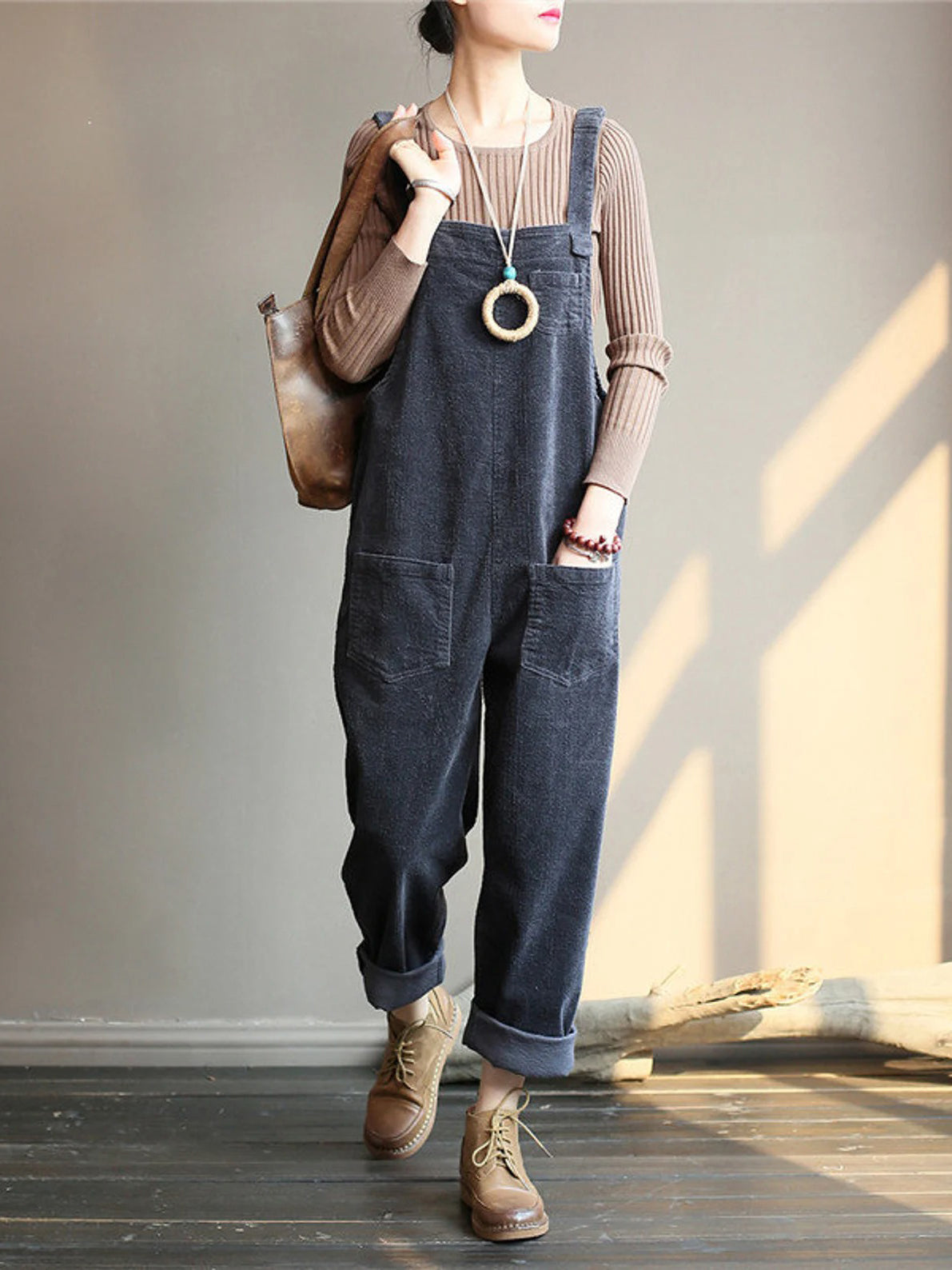 GR | VELVET OVERALL WITH WIDE LEG 