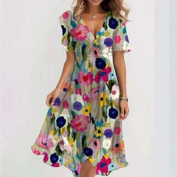 GR | Elegant women's dress with V-neck