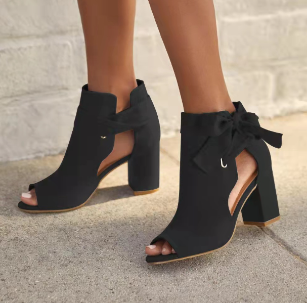 GR | Elegant sandals with a mid-height heel and bow for women