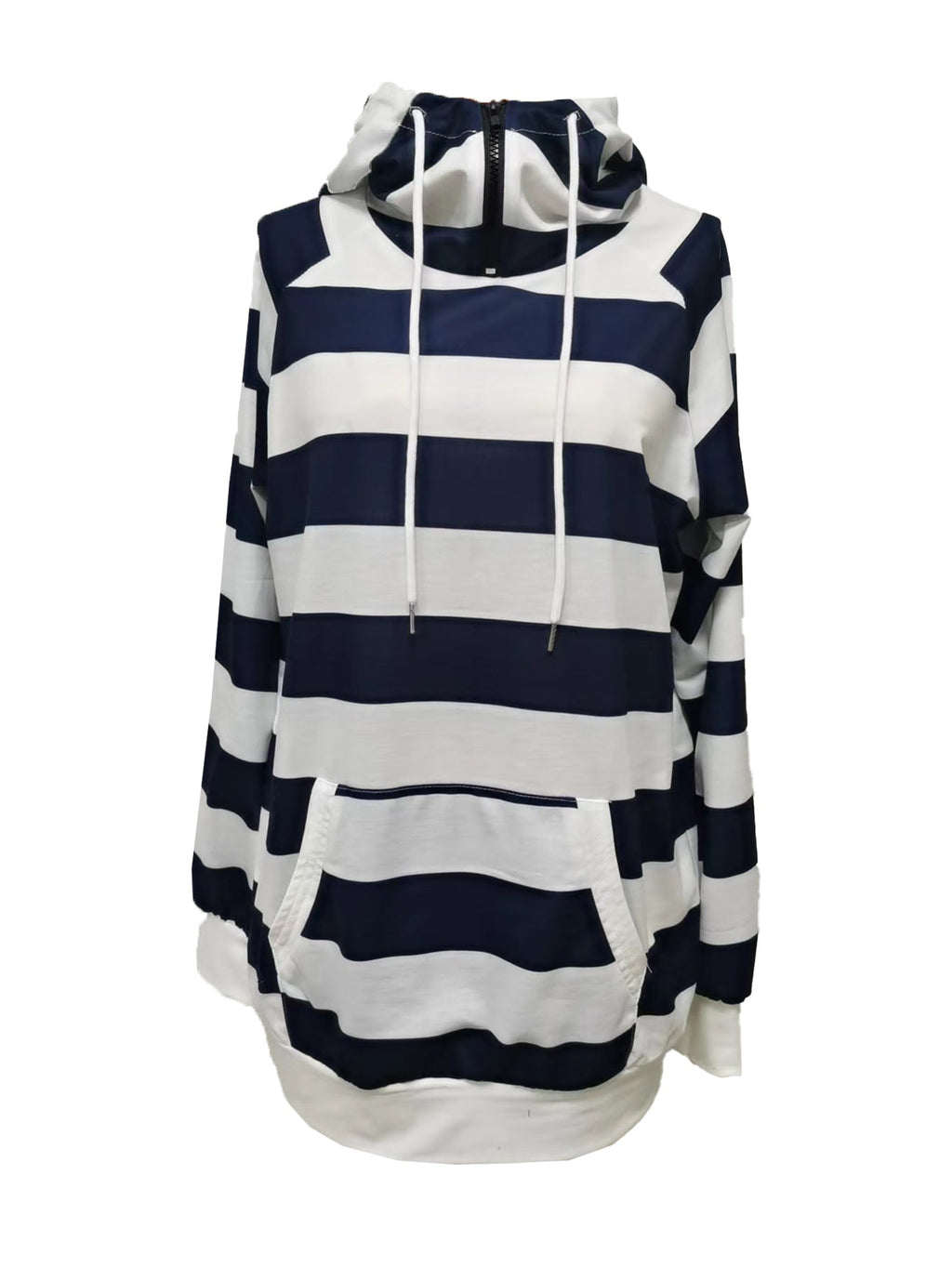 GR | Gestreifter Hoodie mit Reißverschluss und Kordelzug