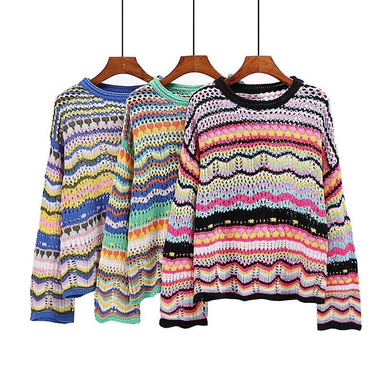 GR | Buntgestreifter Strickpullover