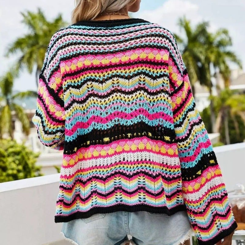 GR | Buntgestreifter Strickpullover
