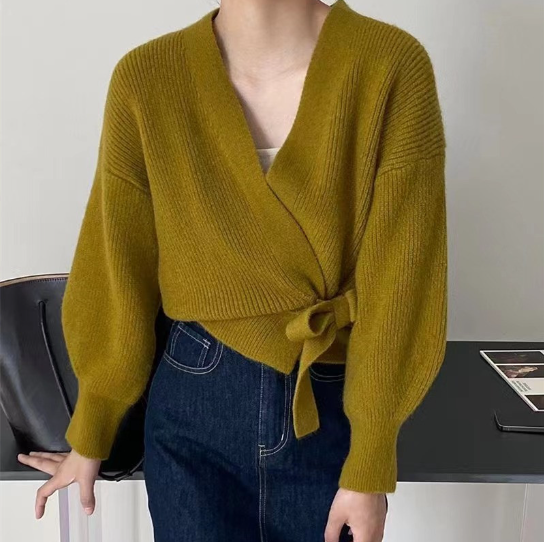 GR | Schicker Wickelpullover mit Bindegürtel