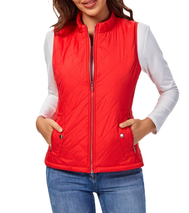GR | Quilted zip-up vest with pockets for women