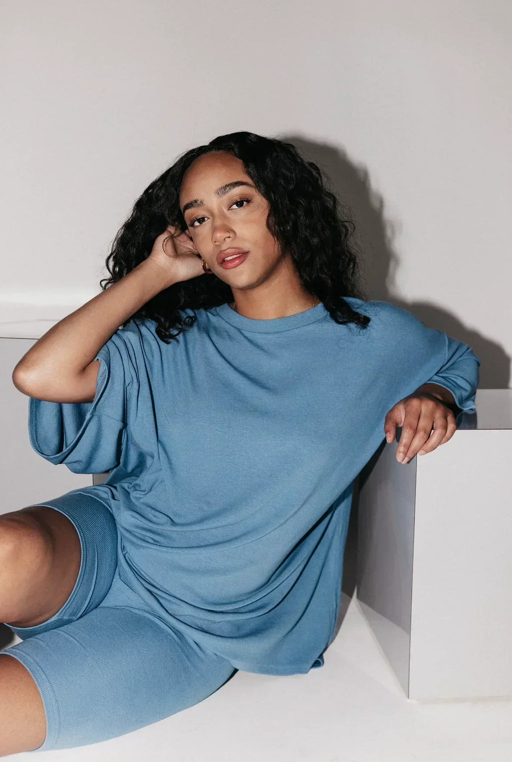 GR | Women's Lounge Set with Oversized T-shirt and Biker Shorts